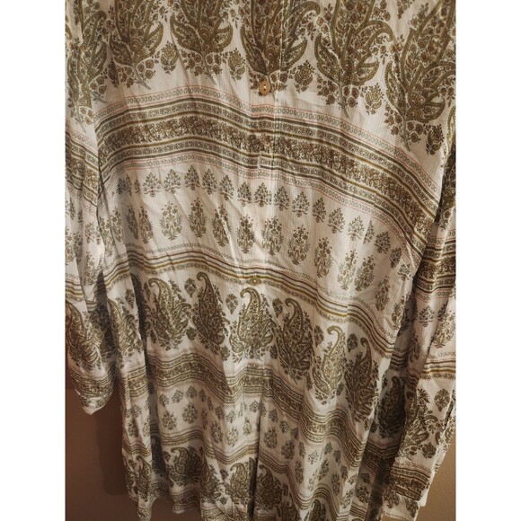 J. Jill Sand Dune Long Sleeve Sheer Button Down Tunic Top Dress Paisley Size MP - Picture 3 of 5